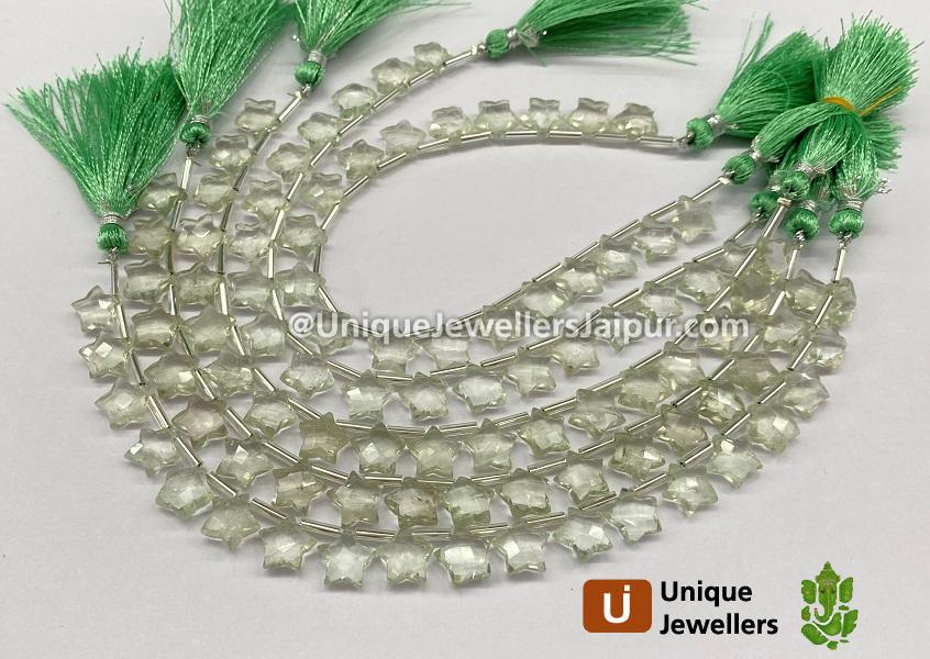 Green Amethyst Faceted Star Beads